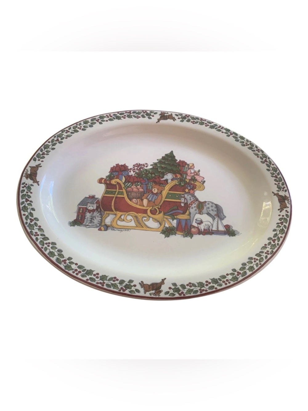 Vintage International China Over The Housetops Oval Buffet Platter Susan Winget